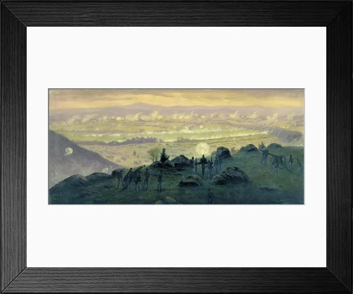Framed Print : The Civil War. The Battle of Gettysburg. View from the summit of Little Round Top at 7:30 P.M. July 3rd, 1863 oil on paper by Edwin Forbes Framed Print : The Civil War. The Battle of Gettysburg. View from the summit of Little Round Top at 7:30 P.M. July 3rd, 1863 oil on paper by Edwin Forbes