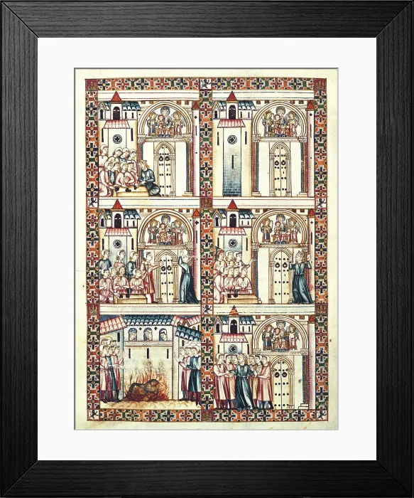 Framed Print : Alfonso X, called 'The Wise' (1221-1284). Cantigas de Santa Maria (Virgin Mary Songs). 13th c. MS B.R. 20. Codex of Firenze. Fol. 2r. Gothic art. Miniature Painting