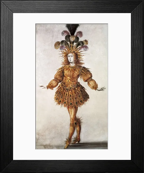 Framed Print : LOUIS XIV, called 'Le Roi Soleil' (1638-1715). Louis XIV dressed up as sun for a theatre performance at Versailles. Engraving. AISA / Everett Collection**US SALES ONLY**