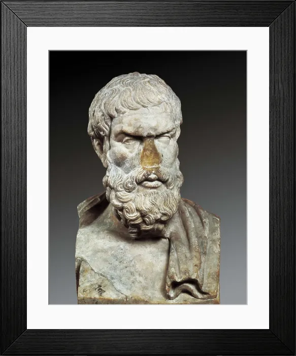 Framed Print : EPICURUS (341-270 BC). Greek art. Sculpture on marble. ITALY. Ravenna. National Museum of Ravenna. AISA / Everett Collection**US SALES ONLY**