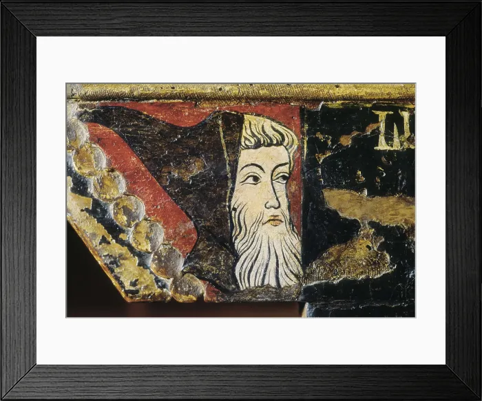 Framed Print : Prior Throne of Blanca of Aragon and Anjou. c. 1321-1348. Clergyman. Gothic art. Tempera on wood; Furniture. SPAIN. Lerida. Lleida Museum. Proc: SPAIN. Villanueva de Sigena