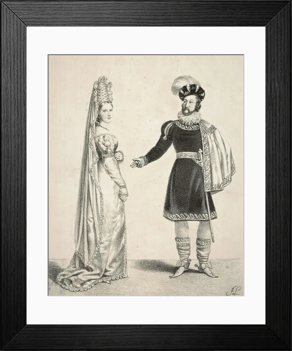 Framed Print : SCOTT, Sir Walter (1771-1832). Alicia and Waldemar Fitzurse, characters of the historic novel 'Ivanhoe' (1819). Litography. SPAIN. Madrid. National Library Framed Print : SCOTT, Sir Walter (1771-1832). Alicia and Waldemar Fitzurse, characters of the historic novel 'Ivanhoe' (1819). Litography. SPAIN. Madrid. National Library