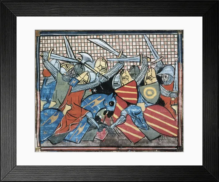 Framed Print : Danish defeat. Illustration from 'Grandes Chroniques de France' (15th century). Gothic art. Miniature Painting. BELGIUM. Brussels. Bibliothque Royale (Royal Library)