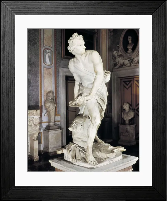 Framed Print : BERNINI, Giovanni Lorenzo (1598-1680). David. 1623-1624. Baroque art. Sculpture on marble. ITALY. Rome. Borghese Gallery & Museum. AISA / Everett Collection**US SALES ONLY**