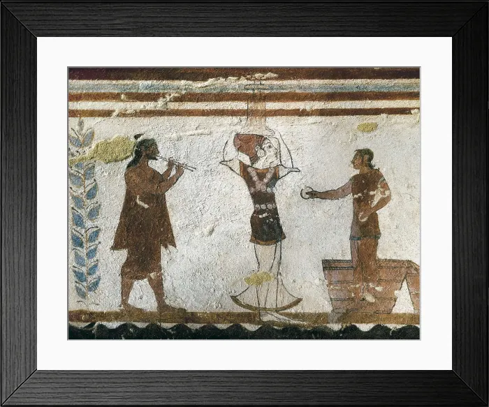 Framed Print : Tomb of the Prestidigitators. ITALY. Tarquinia. Necropolis of Monterozzi. Tomb of the Prestidigitators.. Hand trick. Etruscan art. Fresco. AISA / Everett Collection**US SALES ONLY**