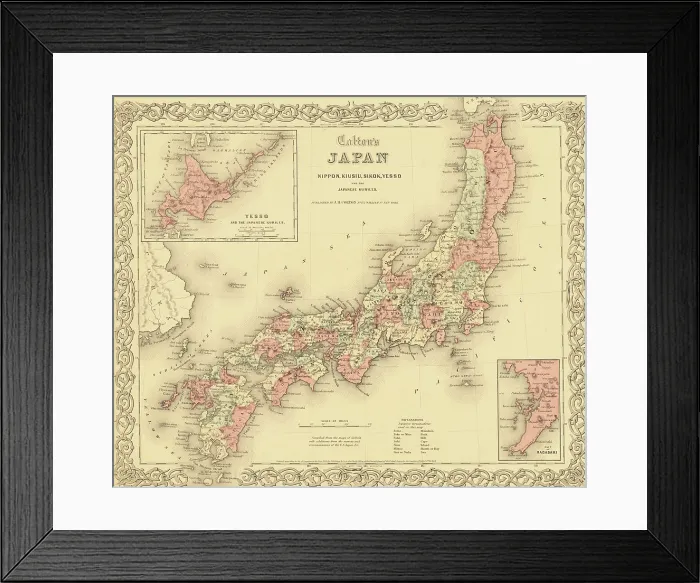 Framed Print : 1855 map of Japan, showing prefecture boundaries Framed Print : 1855 map of Japan, showing prefecture boundaries