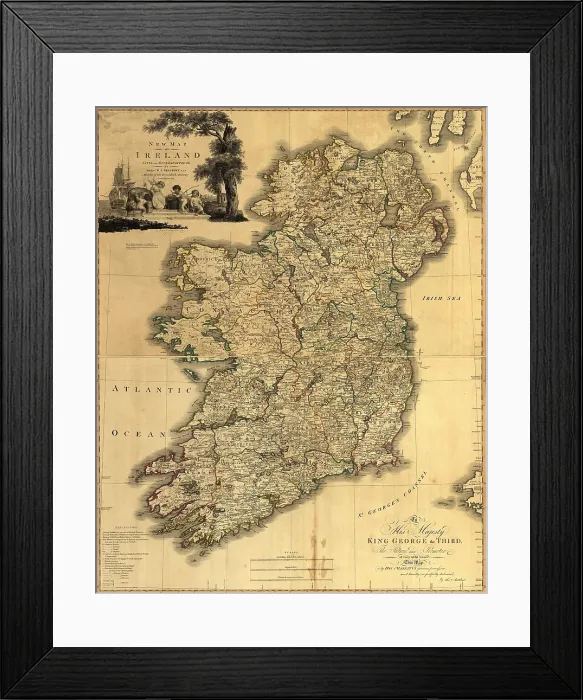 Framed Print : Map of Ireland from 18th century, showing counties, when all of Ireland was under British rule. 1797 Framed Print : Map of Ireland from 18th century, showing counties, when all of Ireland was under British rule. 1797