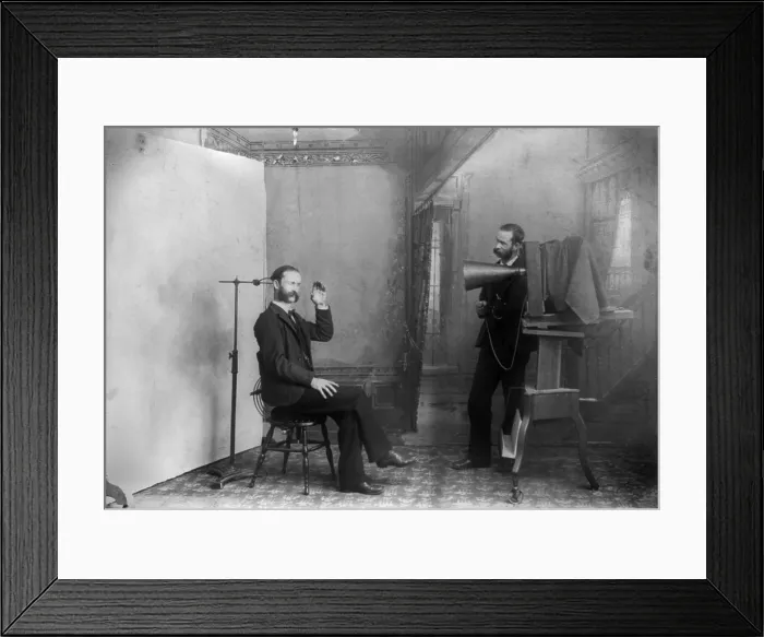 Framed Print : Trick photograph, original title: Wheeler's Freak, A photographer appears to be photographing himself in a photographic studio, Photograph by A.H