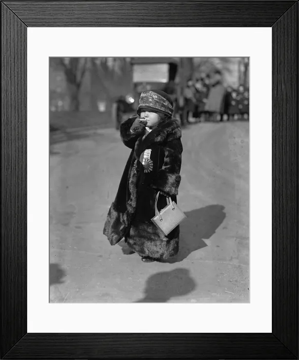 Framed Print : Woman midget smoking a cigarette, wearing a fur coat, photograph circa January 23, 1924