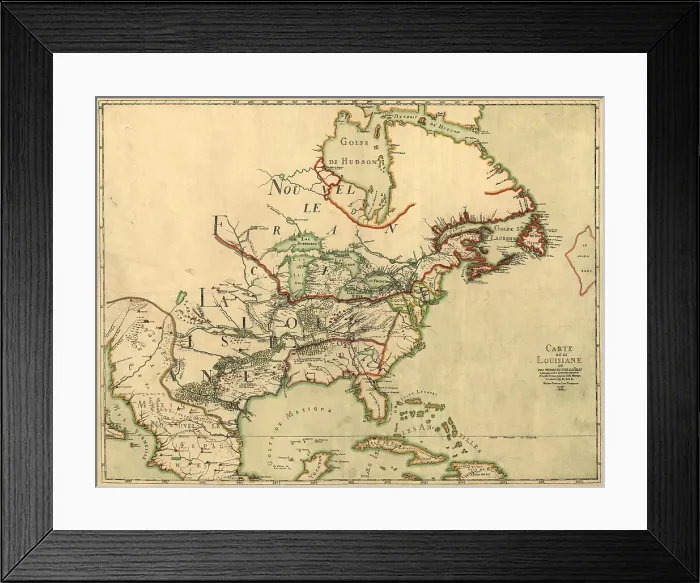 Framed Print : Map of North America showing the colonies of France, Spain, and Britain