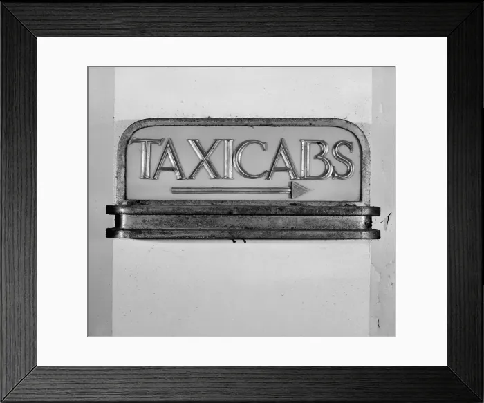 Framed Print : Los Angeles Union Passenger Terminal, detail of signage in reception hall, reads Taxicabs with an arrow, 800 North Alameda Street, Los Angeles, California Framed Print : Los Angeles Union Passenger Terminal, detail of signage in reception hall, reads Taxicabs with an arrow, 800 North Alameda Street, Los Angeles, California
