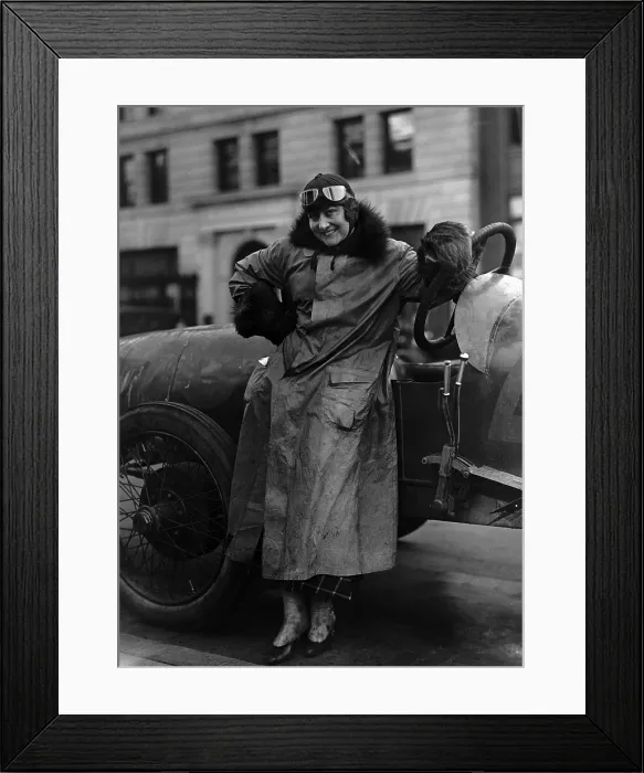 Framed Print : Woman with race car ca. 1920s