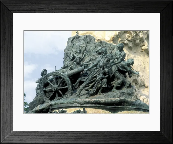 Framed Print : QUEROL Y SUBIRATS, Agustn (1860-1909). Monument to the Sieges. 1908. SPAIN. ARAGON. ZARAGOZA. Zaragoza. Lower detail with a fight scene of the Peninsular War. Relief