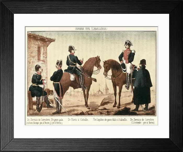 Framed Print : Spain (1858). Uniforms of the Civil Guard. Litography. FRANCE. Paris. National Library. AISA / Everett Collection**US SALES ONLY**