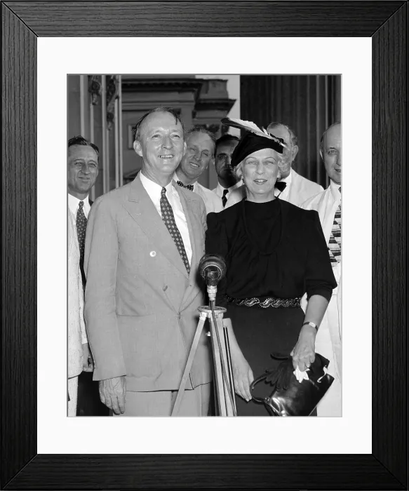 Framed Print : Justice Hugo Black following his confirmation by the Senate 63-16. With Mrs. Hugo Black. August 1937