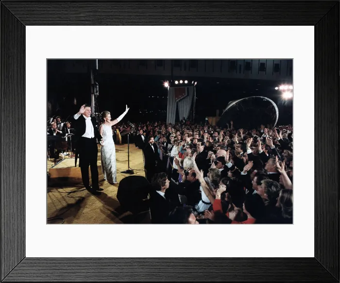 Framed Print : President Ronald Reagan and First Lady Nancy Reagan appear at one of the Inaugural Balls, January 20, 1981