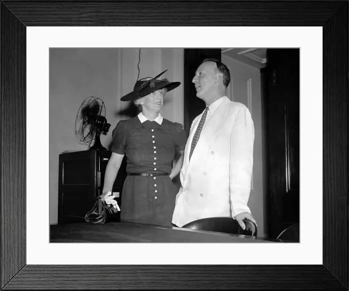 Framed Print : Justice Hugo Black following his confirmation by the Senate 63-16. With Mrs. Hugo Black. August 1937 Framed Print : Justice Hugo Black following his confirmation by the Senate 63-16. With Mrs. Hugo Black. August 1937