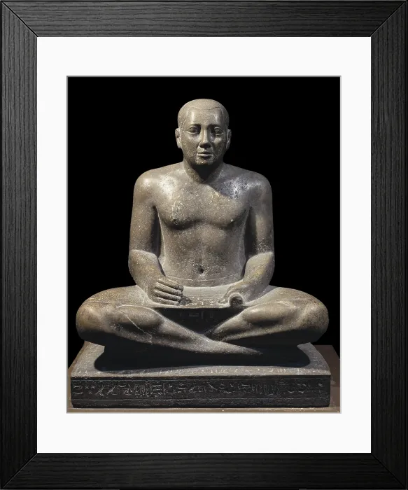 Framed Print : Petamenophis. 712 - 657 BC. Petamenophis (Nut) represented as scribe. Sculpture from the 25th Dynasty. Egyptian art. Third Intermediate Period. Sculpture on rock. EGYPT. Cairo Framed Print : Petamenophis. 712 - 657 BC. Petamenophis (Nut) represented as scribe. Sculpture from the 25th Dynasty. Egyptian art. Third Intermediate Period. Sculpture on rock. EGYPT. Cairo