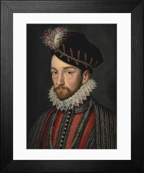 Framed Print : CHARLES IX (1550-1574). King of France (1560-1574), Valois dynasty. Work from Clouet's workshop. Renaissance art. Oil on wood. FRANCE. Versailles