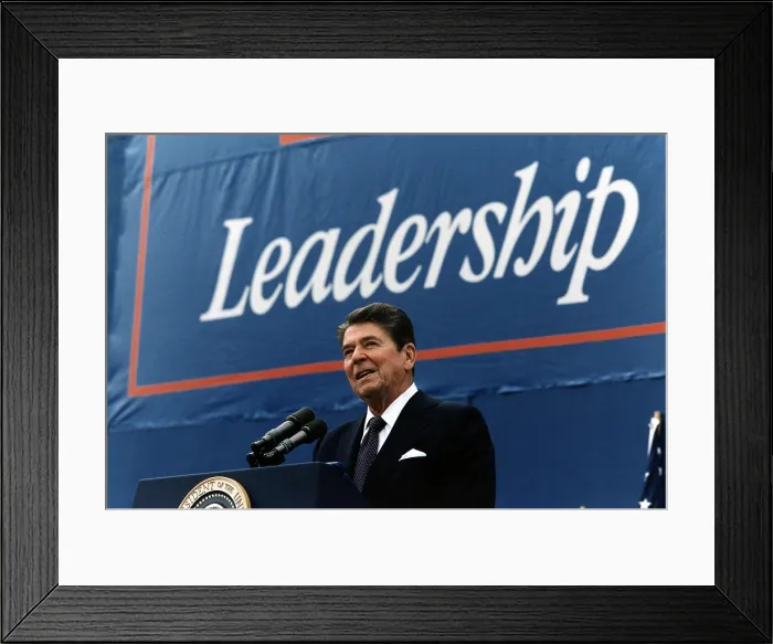 Framed Print : Ronald Reagan. President Reagan giving his Acceptance Speech at the Republican National Convention, Dallas, TX. August, 1984