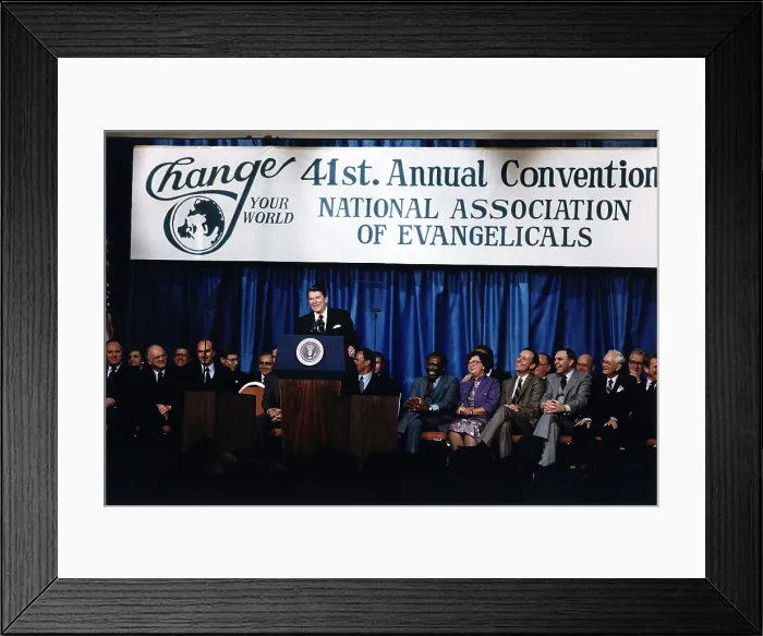 Framed Print : Ronald Reagan. President Reagan giving the Evil Empire speech to the Annual Convention of the National Association of Evangelicals. Orlando, Florida, March 8, 1983 Framed Print : Ronald Reagan. President Reagan giving the Evil Empire speech to the Annual Convention of the National Association of Evangelicals. Orlando, Florida, March 8, 1983