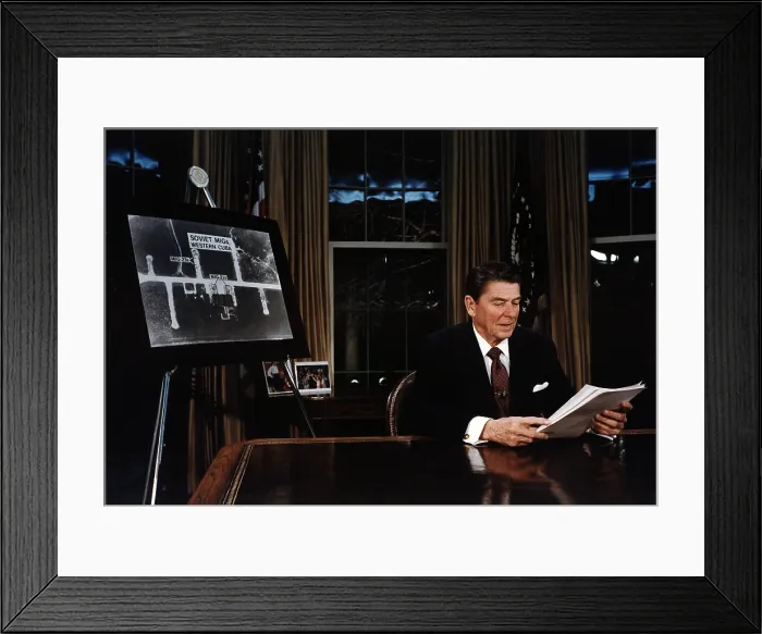 Framed Print : Ronald Reagan. President Reagan Addressing the Nation on the National Security Defense Initiative. ('Star Wars Speech). The White House, Washington, D.C. March 23, 1983 Framed Print : Ronald Reagan. President Reagan Addressing the Nation on the National Security Defense Initiative. ('Star Wars Speech). The White House, Washington, D.C. March 23, 1983