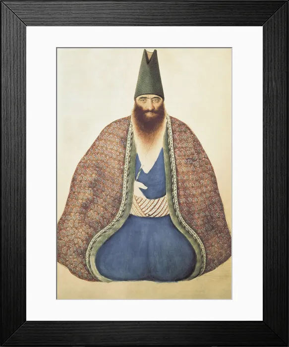 Framed Print : Persia. Kingdom of Nasir ad-Din Shah (1848-1896). Gran Vizier and Minister Mercomarmouran. Persian art. Painting. IRAN. Tehran. Golestan Palace