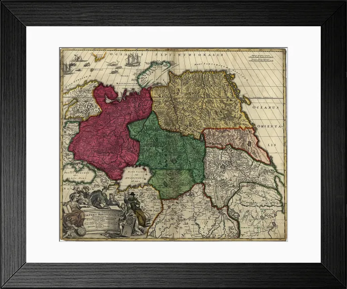Framed Print : 1704 map of Russia showing territorial gains made during the reign of Peter the Great (1672-1725)