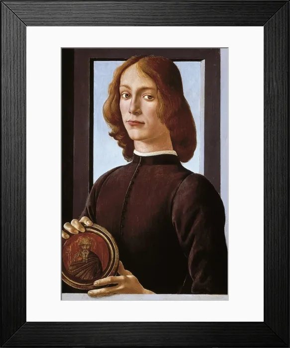 Framed Print : BOTTICELLI, Alessandro di Mariano dei Filipepi, also called Sandro (1445-1510). Portrait of a young man. 2nd half 15th c. Renaissance art. Quattrocento. Oil. UNITED KINGDOM