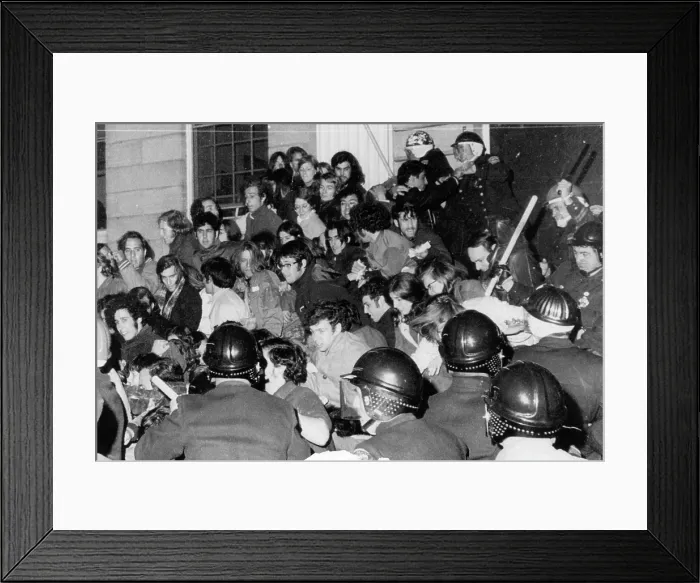 Framed Print : Police invading Harvard Yard at Harvard University, in Cambridge, Massachusetts, after students protested on-campus military training, April 10, 1969