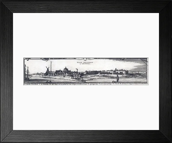 Framed Print : View of New York City, then New Amsterdam, a Dutch colony in 1685, when it was under Dutch control