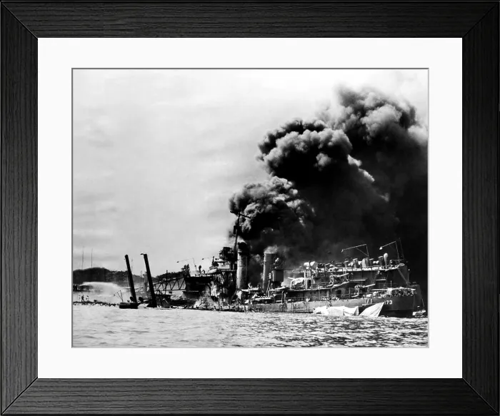 Framed Print : The USS Shaw afire after a direct hit by a Japanese bomber, Pearl Harbor, December, 7, 1941. Courtesy: CSU Archives / Everett Collection Framed Print : The USS Shaw afire after a direct hit by a Japanese bomber, Pearl Harbor, December, 7, 1941. Courtesy: CSU Archives / Everett Collection