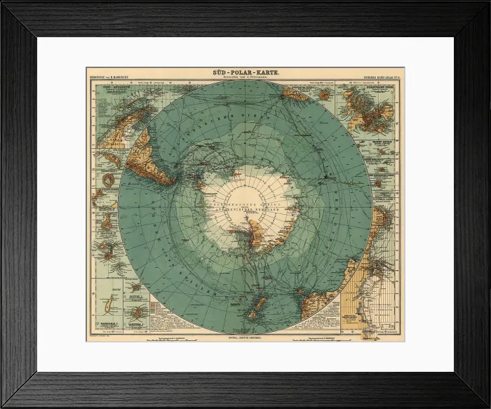 Framed Print : Map of Antarctica and surrounding ocean, and southern regions of South America and Africa. 1912 Framed Print : Map of Antarctica and surrounding ocean, and southern regions of South America and Africa. 1912