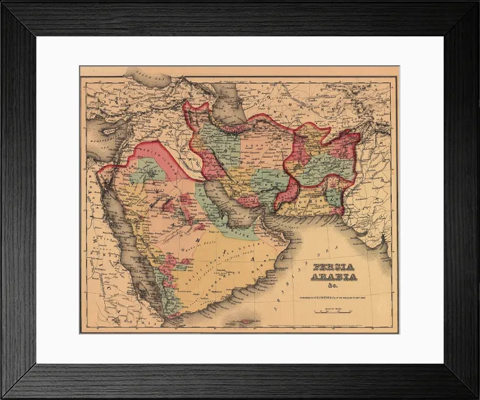 Framed Print : 1855 map clearly shows the political and cultural geography of the Middle East
