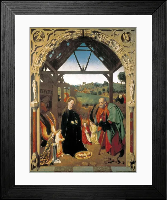 Framed Print : Christus, Petrus (1410-1475). The Nativity. ca. 1450. Flemish art. Oil on wood. UNITED STATES OF AMERICA. Washington. National Gallery of Art Framed Print : Christus, Petrus (1410-1475). The Nativity. ca. 1450. Flemish art. Oil on wood. UNITED STATES OF AMERICA. Washington. National Gallery of Art