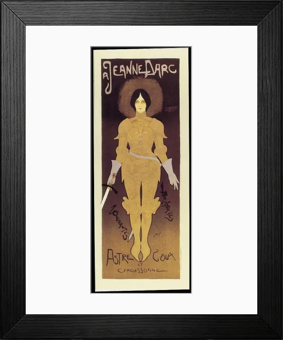 Framed Print : Poster of a clothes shop advertising the Joan of Arc's dress in Carcassone (1896); by Georges de Feure. Art Nouveau. Painting. Private Collection Framed Print : Poster of a clothes shop advertising the Joan of Arc's dress in Carcassone (1896); by Georges de Feure. Art Nouveau. Painting. Private Collection