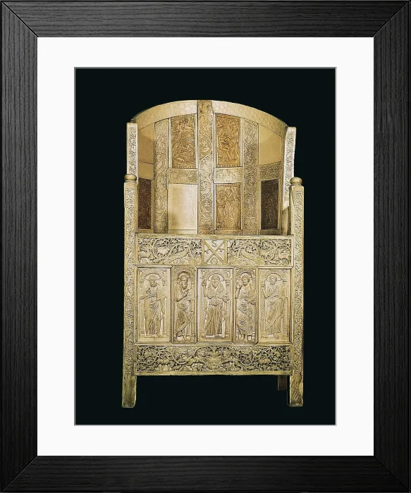 Framed Print : Cathedral of Bishop Maximianus of Ravenna. 6th c. ITALY. Ravenna. Archbishop's Museum. Early Byzantine art. Furniture. AISA / Everett Collection**US SALES ONLY**