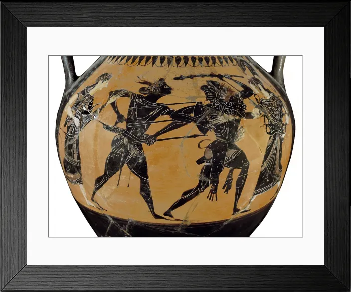 Framed Print : Black-figure amphora. 5th c. BC. Fight between Hercules and Apollo. Classical Greek art. Ceramics. FRANCE. Paris. Louvre Museum. AISA / Everett Collection**US SALES ONLY**