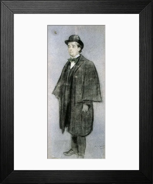 Framed Print : CASAS i CARBO, Ramn (1866-1932). Portrait of Adrin Gual. 1899 - 1905. Detail. Drawing in charcoal and pastel. Modernism. Drawing. SPAIN. Barcelona