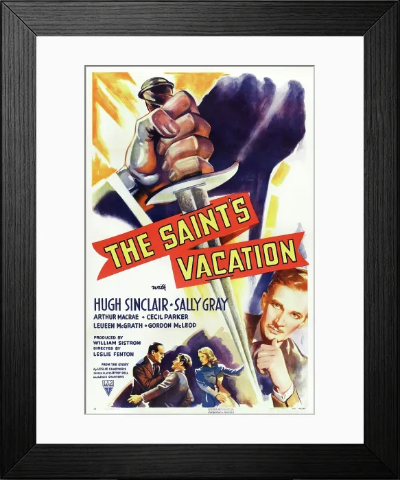Framed Print : THE SAINT'S VACATION, US poster, from left: Cecil Parker, Hugh Sinclair, Sally Gray, Hugh Sinclair, 1941
