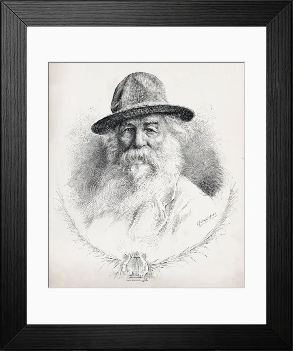 Framed Print : Walt Whitman (1819-1892) American poet, author, and journalist in portrait on cover of 'The Illustrated American, ' April 19, 1890