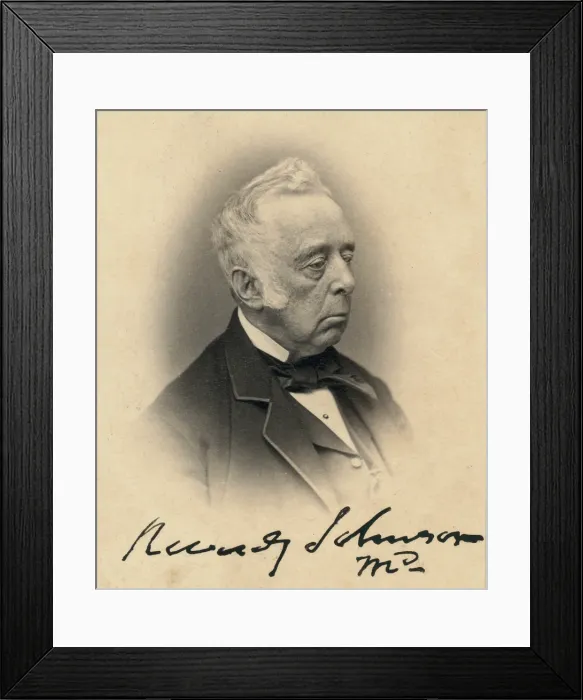Framed Print : Reverdy Johnson, Attorney General of the United States under Zachary Taylor, carte devisite signed by Johnson, ca. 1855- 1865, Mathhew Brady Studio