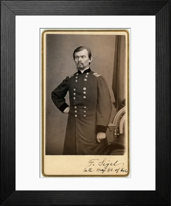 Framed Print : The Civil War. Major General Franz Sigel, carte de visite signed by Sigel, ca. 1862 - 1865. Mathhew Brady Studio Framed Print : The Civil War. Major General Franz Sigel, carte de visite signed by Sigel, ca. 1862 - 1865. Mathhew Brady Studio