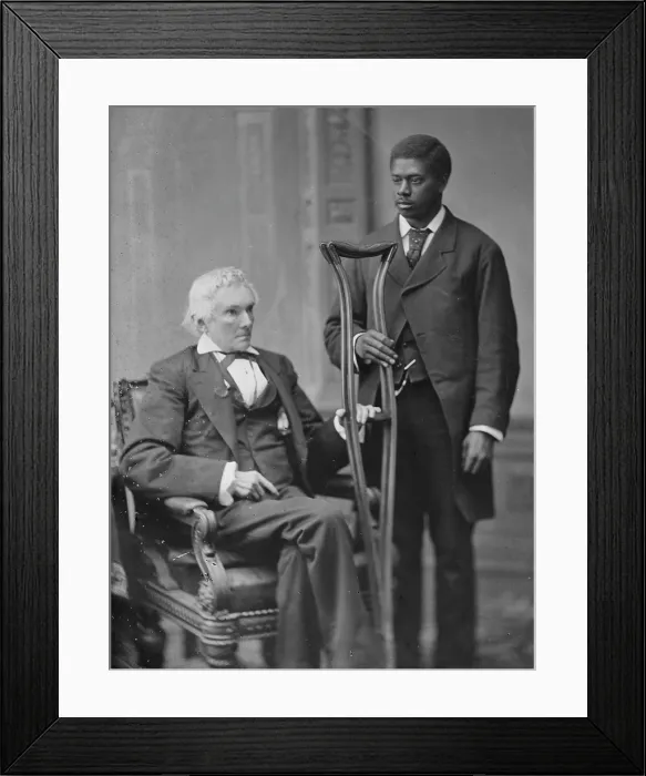 Framed Print : Alexander Hamilton Stephens, Vice President of the Confederate States of America, (with colored man attendant) ca. 1865-1880, Mathew Brady Studio