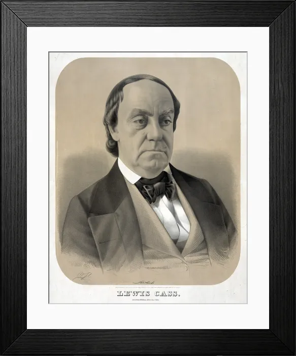 Framed Print : Lewis Cass, Democratic presidential candidate for 1848. Secretary of War for Andrew Jackson, he implemented the Indian Lithograph ca 1848