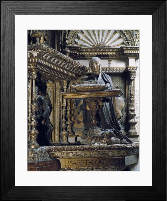 Framed Print : SILOe, Diego de (1495-1563). Isabella I the Catholic. 1st half 16th c. SPAIN. Granada. Royal Chapel. Sculpture in polychrome wood from the altarpiece of the Royal Chapel
