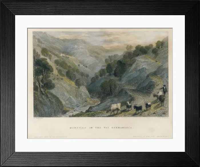 Framed Print : Alps. Shepherd in Germanasca valley, by William Brockedon. Engraving. - Iberfoto / Everett Collection (128160)**US SALES ONLY**