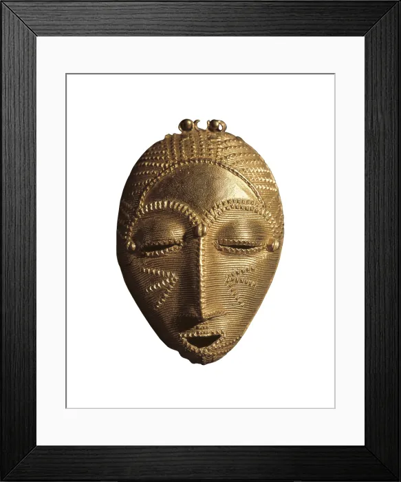 Framed Print : Golden mask. Baule art. Jewelry. Proc: CTE-D'IVOIRE. AISA / Everett Collection (359)**US SALES ONLY**