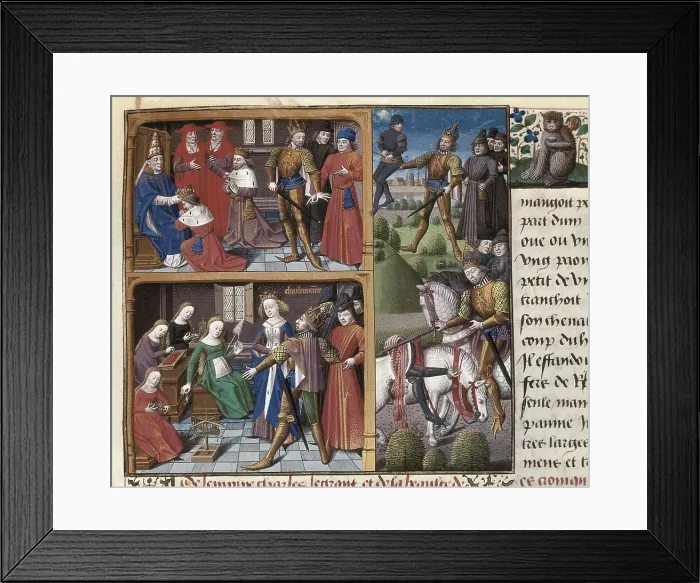 Framed Print : VINCENT of BEAUVAIS (1190-1264). Speculum historiale. ca. 1460. The empire of Charlemagne. Translation by Jean de Vignayaccording to an original of the 13th c. Gothic art