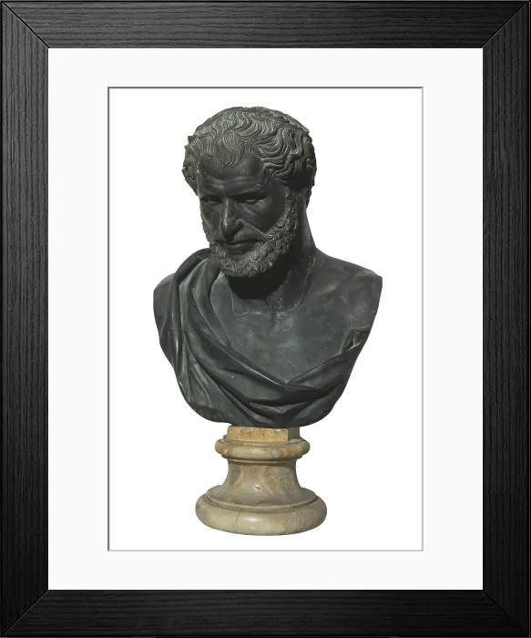 Framed Print : ARISTOTLE (384-332 BC). Greek philosopher. Bust of Democritus. Greek art. ITALY. Naples. National Museum of Archaeology. AISA / Everett Collection**US SALES ONLY**